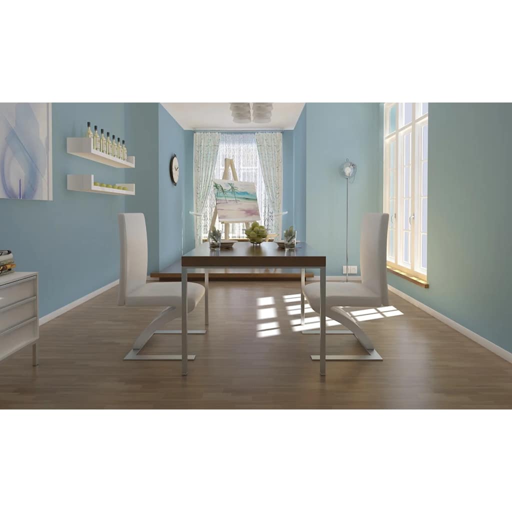 vidaXL Sillas de comedor 2 unidades cuero sintético blanco