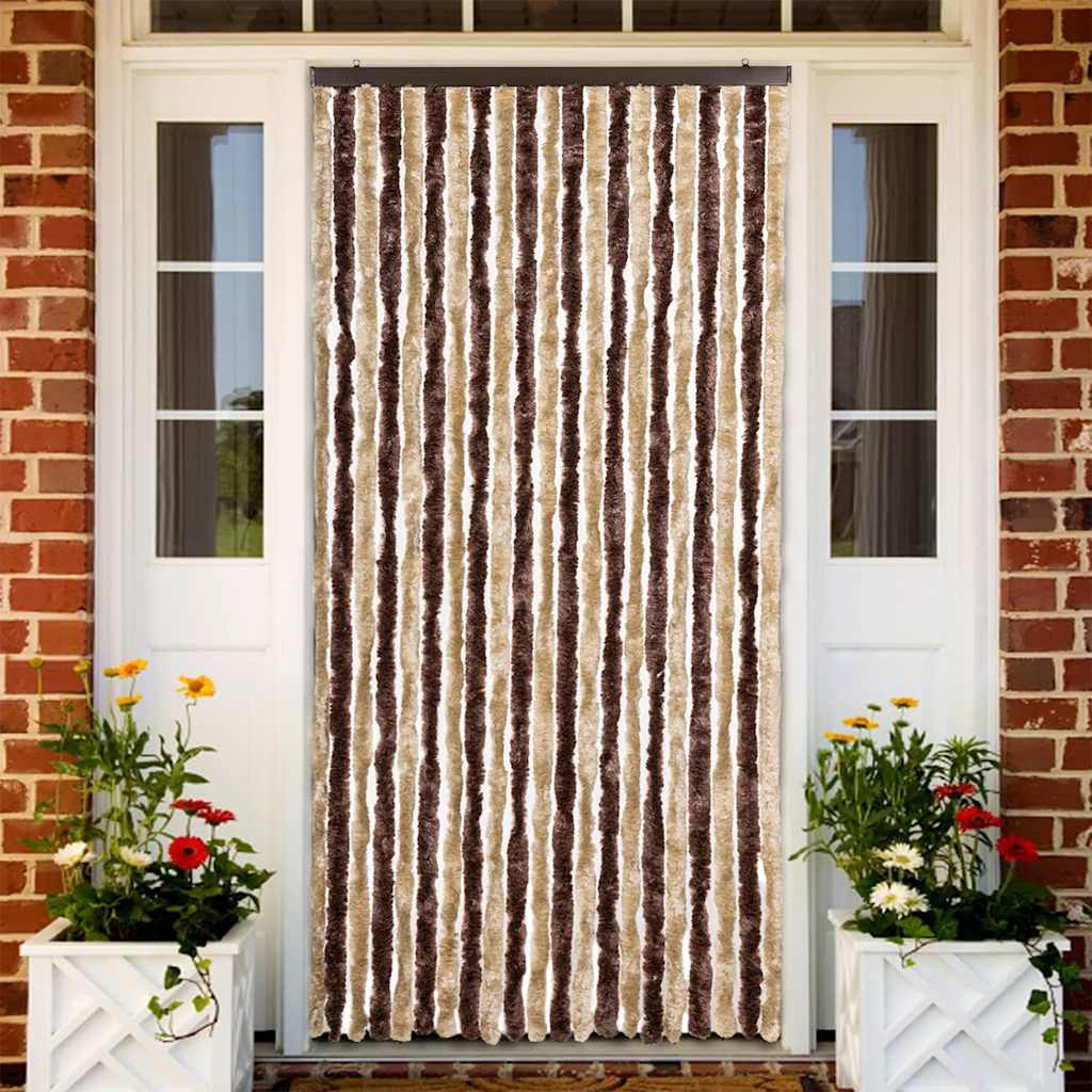 vidaXL Cortina mosquitera beige y marrón claro chenilla 90x220 cm