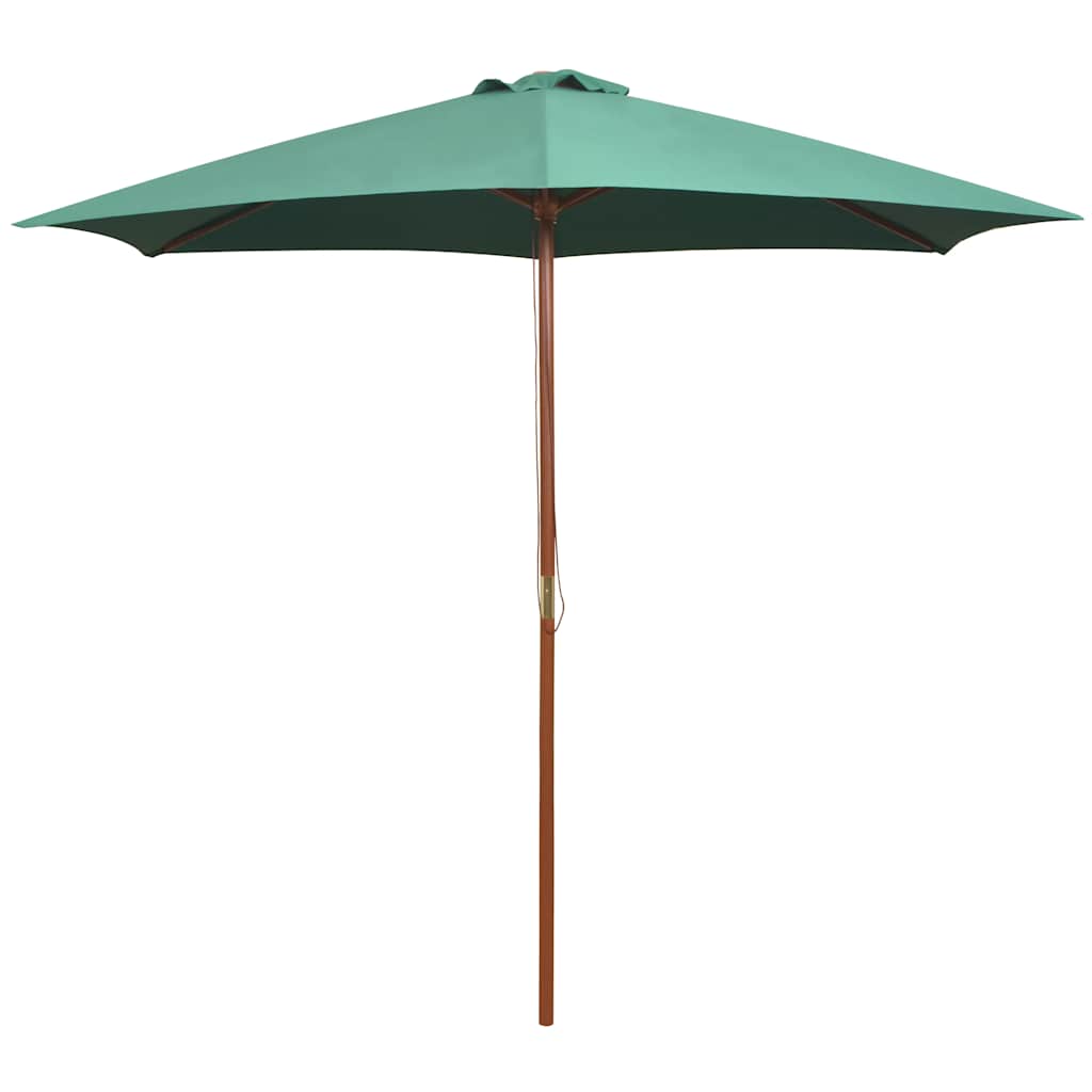 vidaXL Sombrilla con palo de madera verde 270x270 cm