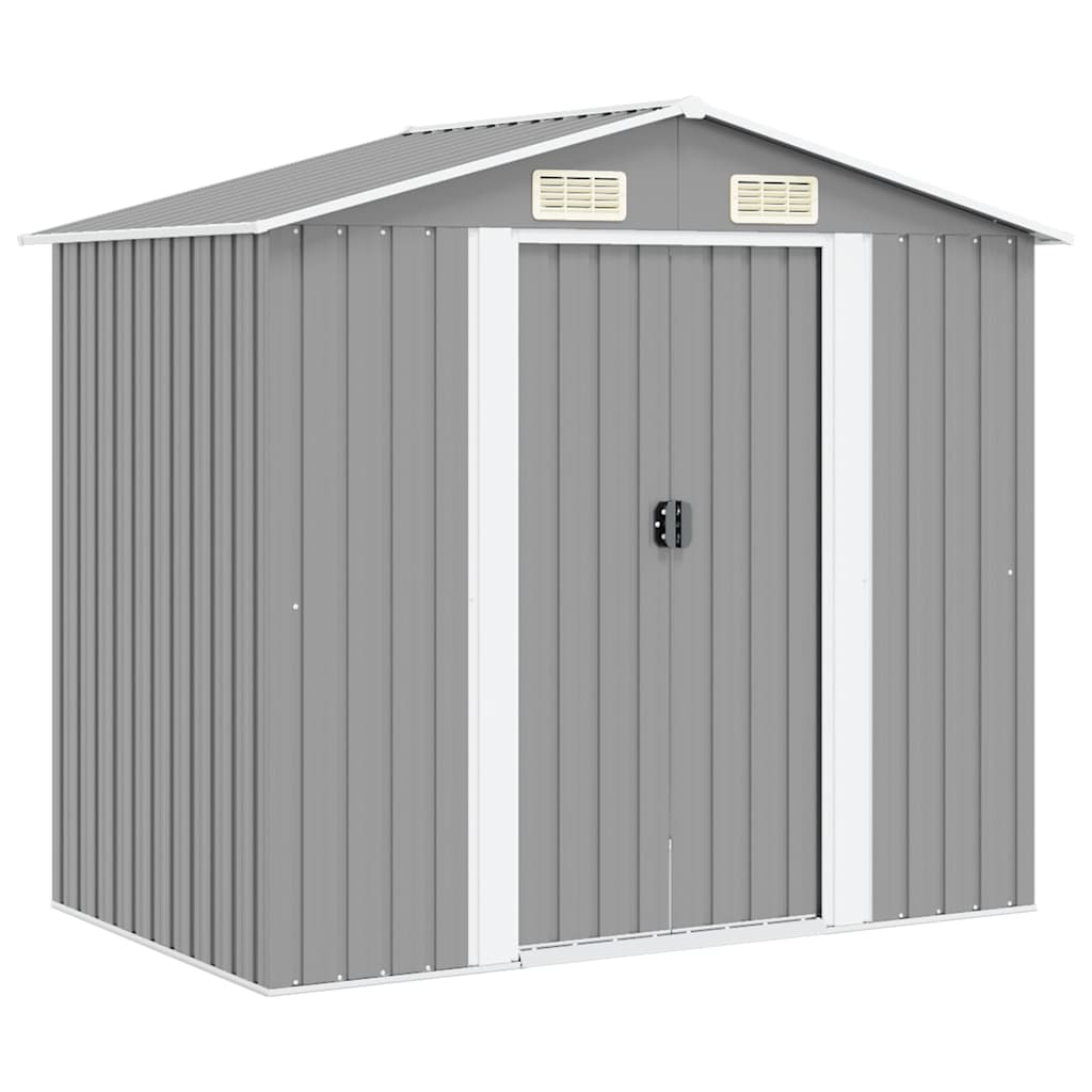 vidaXL Caseta de jardín de metal 204x132x186 cm gris