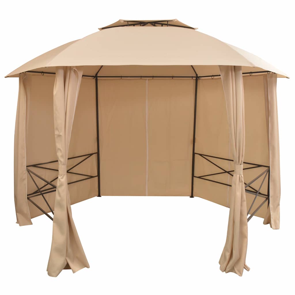 vidaXL Carpa de jardín con cortinas hexagonal 360x265 cm