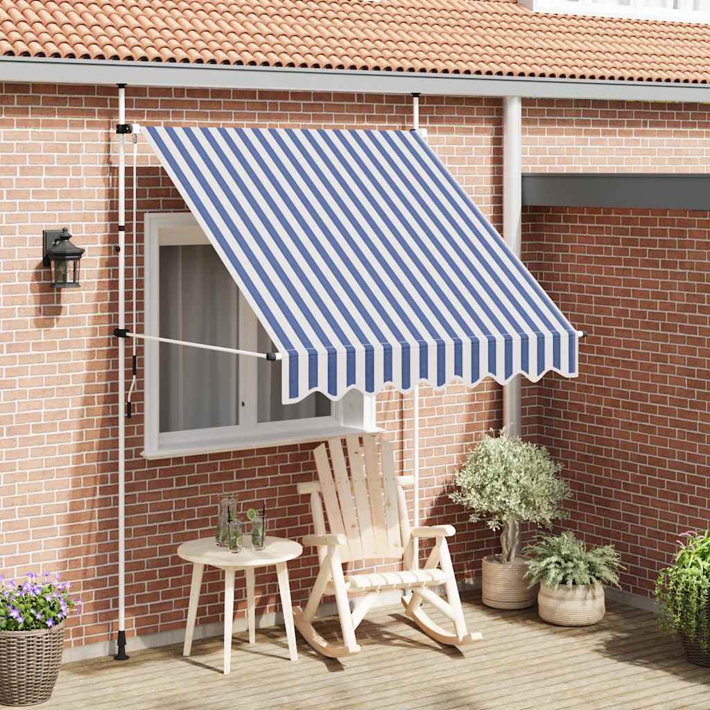 vidaXL Toldo manual retráctil 200 cm azul y blanco a rayas