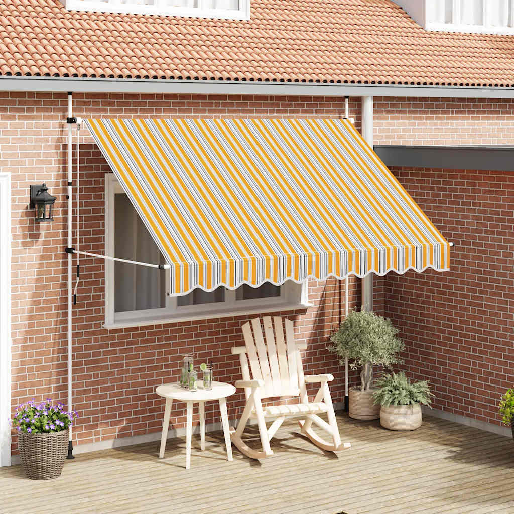 vidaXL Toldo manual retráctil 300 cm amarillo y azul a rayas