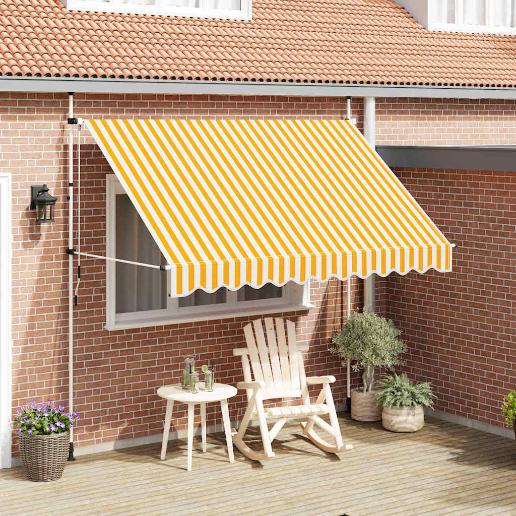 vidaXL Toldo manual retráctil 300 cm naranja y blanco a rayas