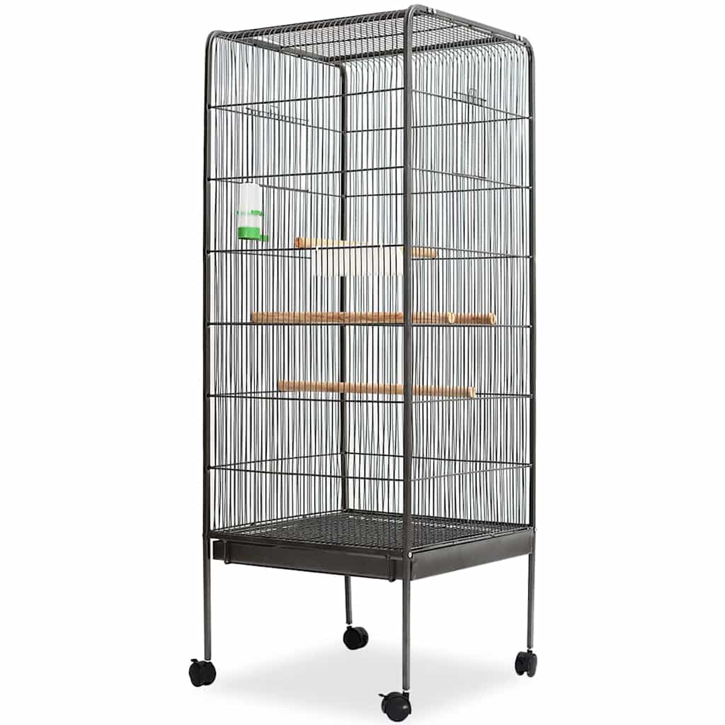 vidaXL Jaula para pájaros con techo de acero negro 54x54x146 cm