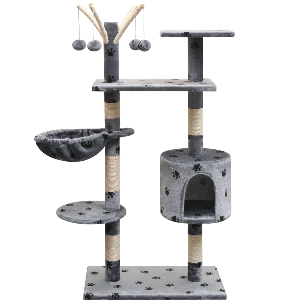 vidaXL Rascador para gatos poste rascador de sisal 125 cm huellas gris