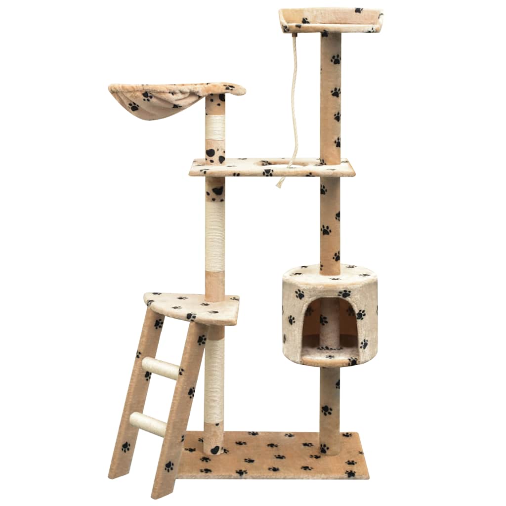 vidaXL Rascador para gatos poste rascador de sisal 150cm huellas beige