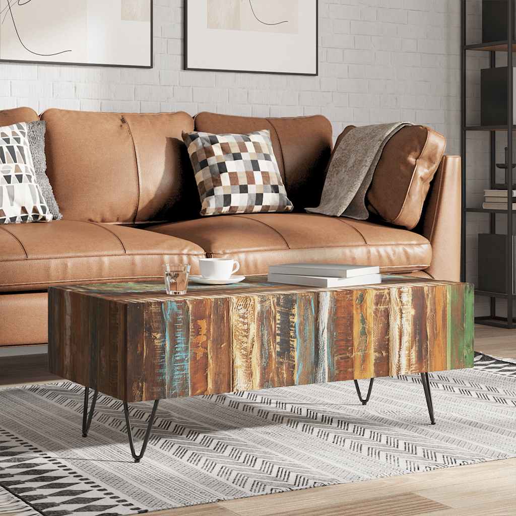 vidaXL Mesa de centro madera maciza reciclada 100x50x38 cm