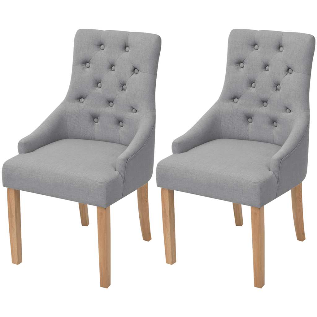 vidaXL Sillas de comedor giratorias 2 unidades tela gris claro