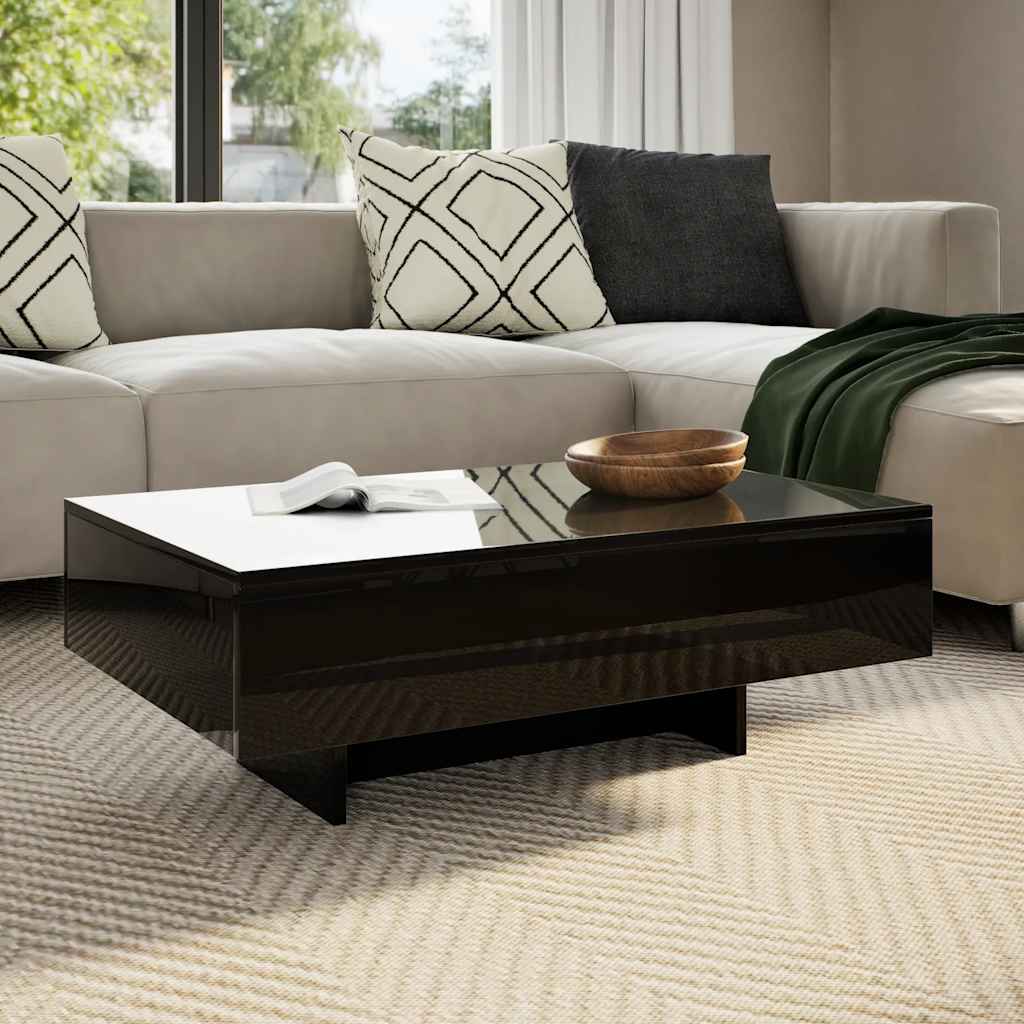 vidaXL Mesa de centro negro brillante