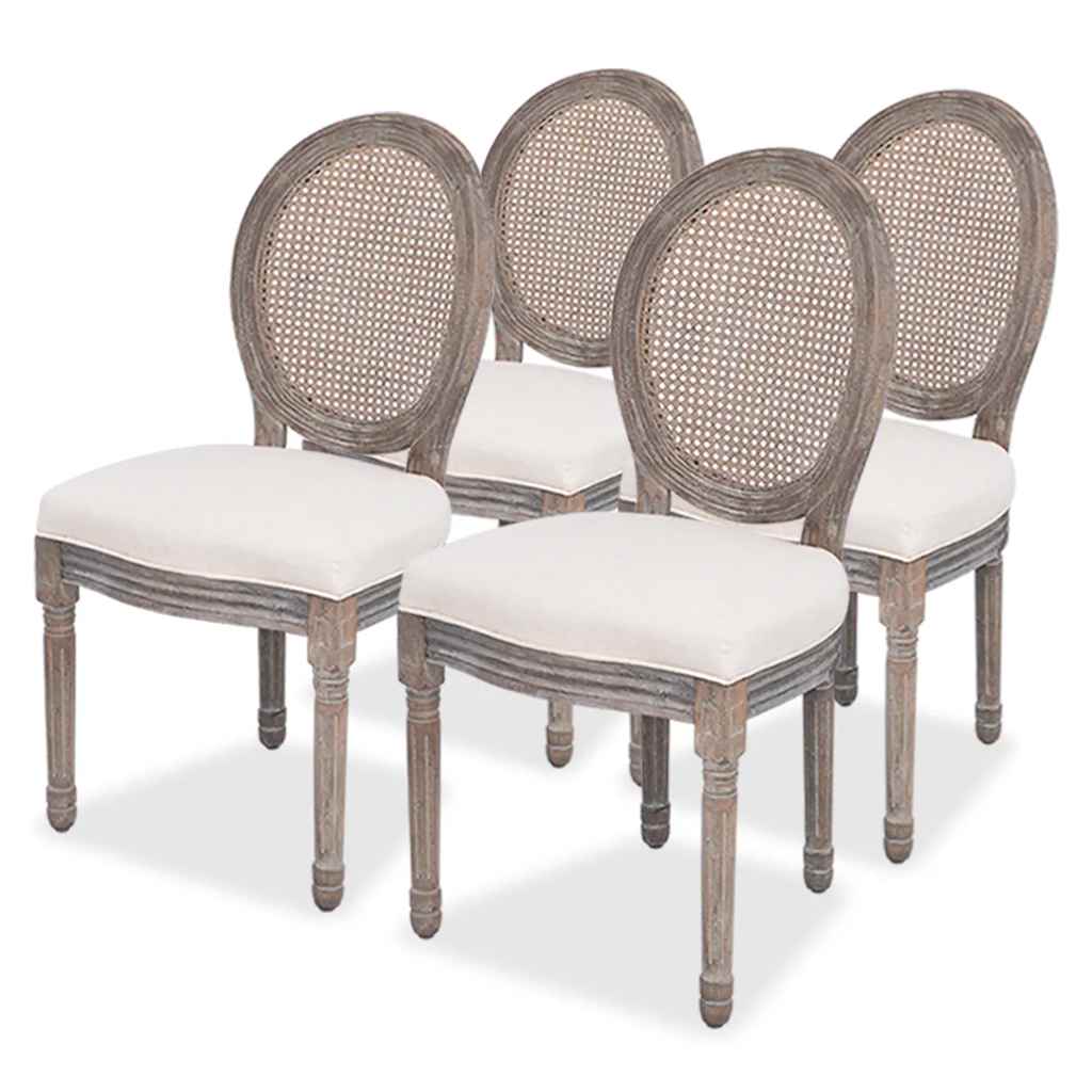 vidaXL Sillas de comedor 4 unidades tela color crema