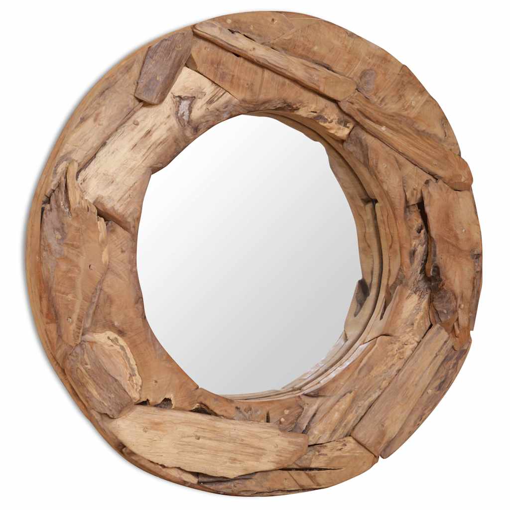 vidaXL Espejo decorativo redondo teca 60 cm