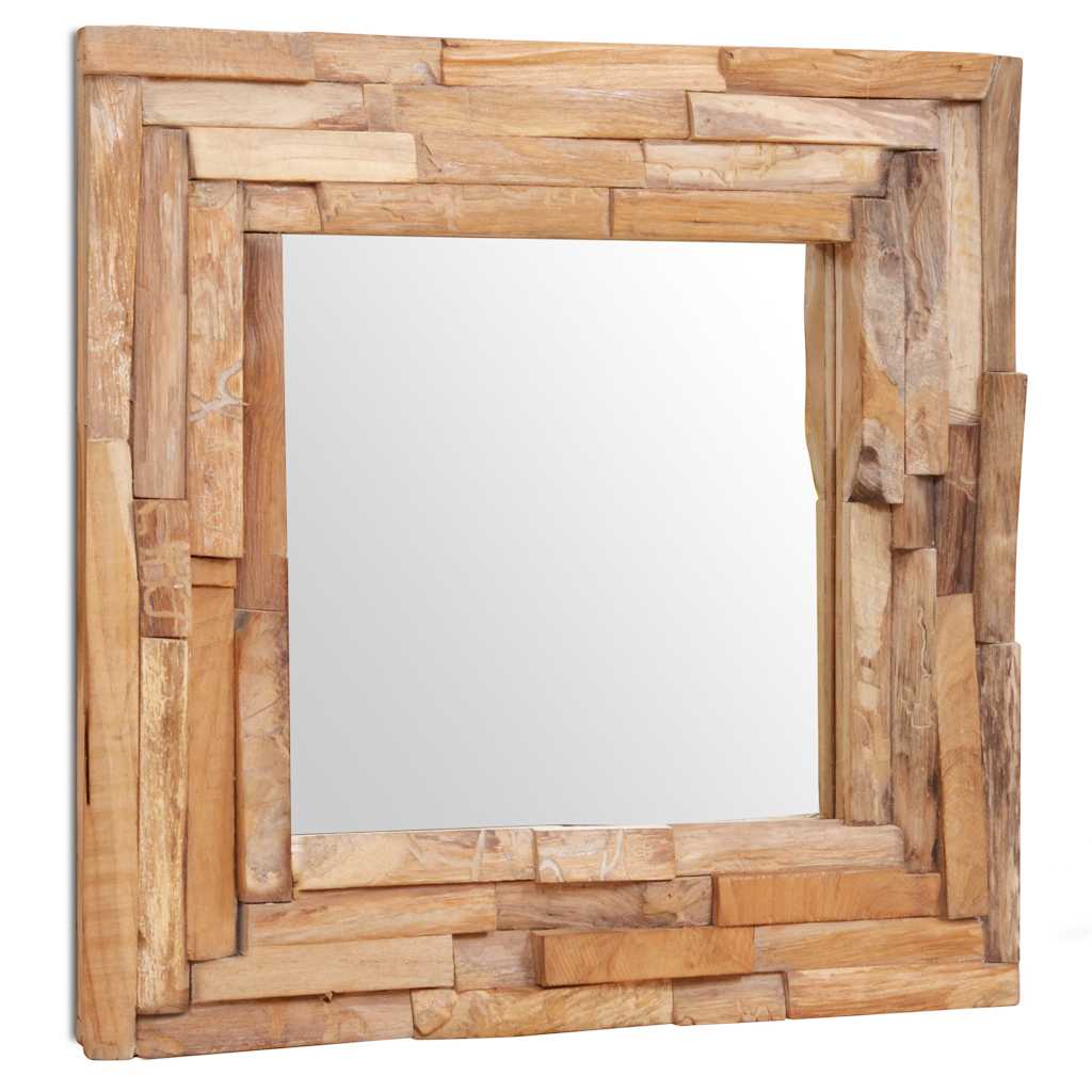 vidaXL Espejo decorativo cuadrado teca 60x60 cm