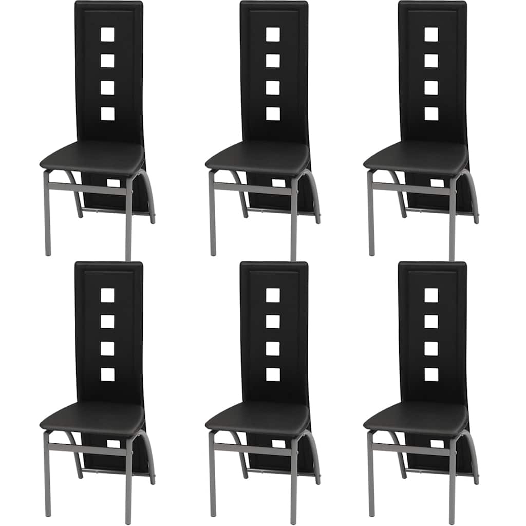 vidaXL Sillas de comedor 6 unidades cuero sintético negro