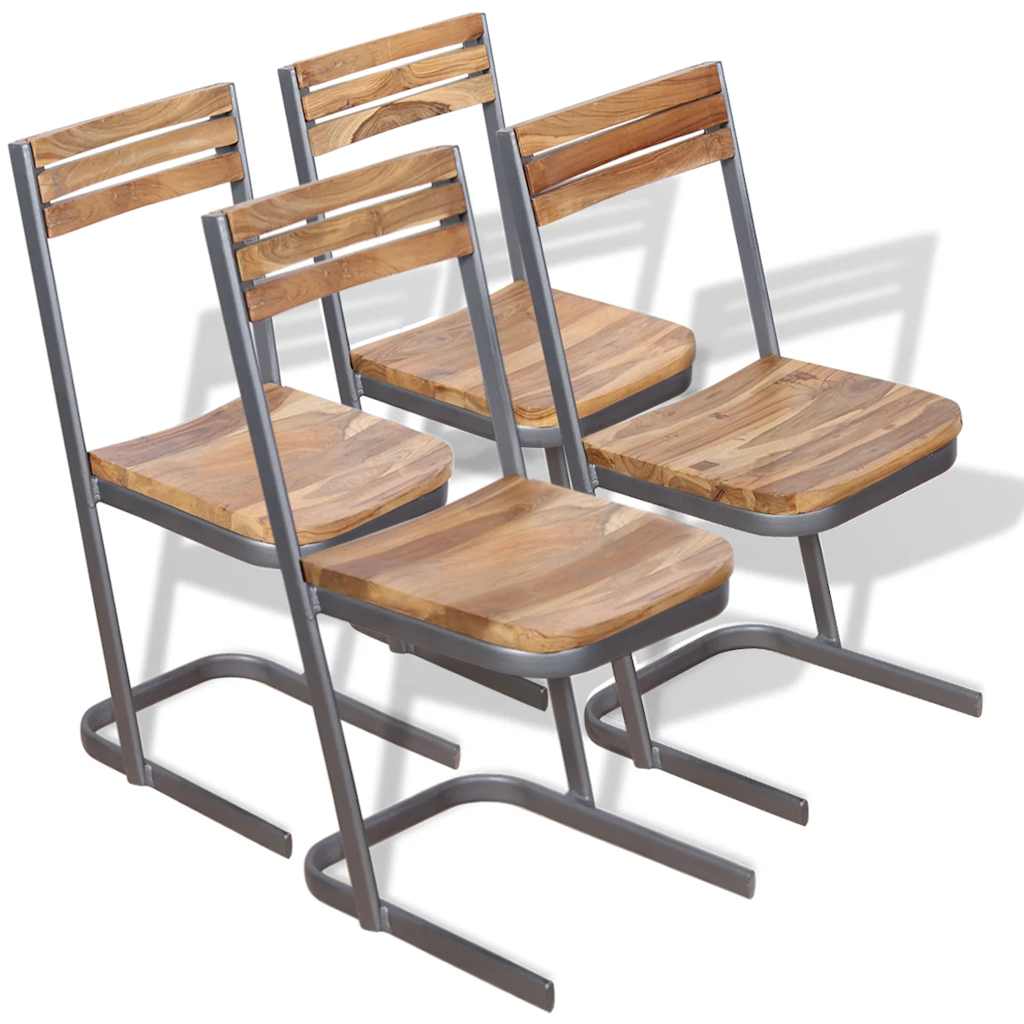 vidaXL Sillas de comedor 4 unidades madera maciza de teca