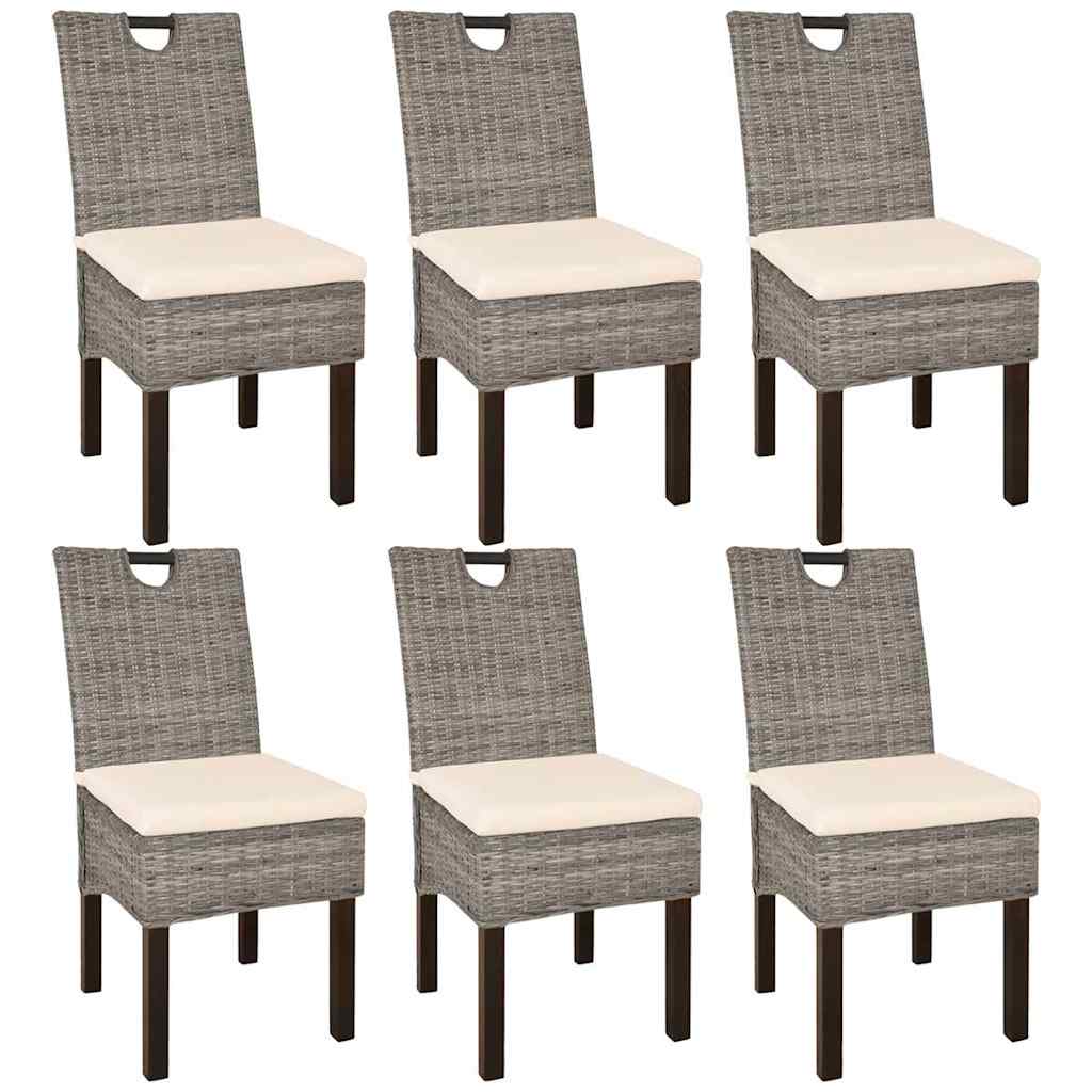 vidaXL Sillas de comedor 6 unidades ratán kubu madera de mango