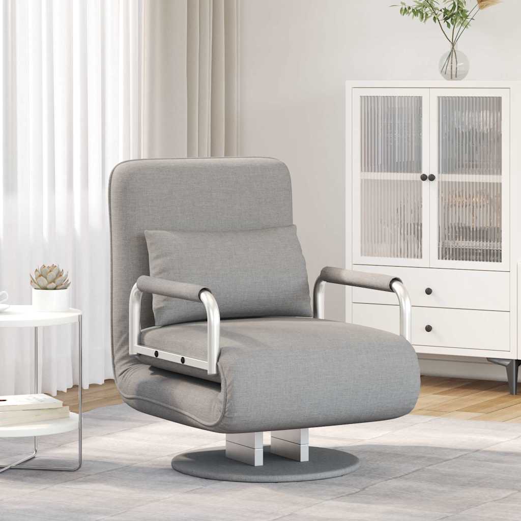 vidaXL Silla giratoria y sofá cama tela gris claro