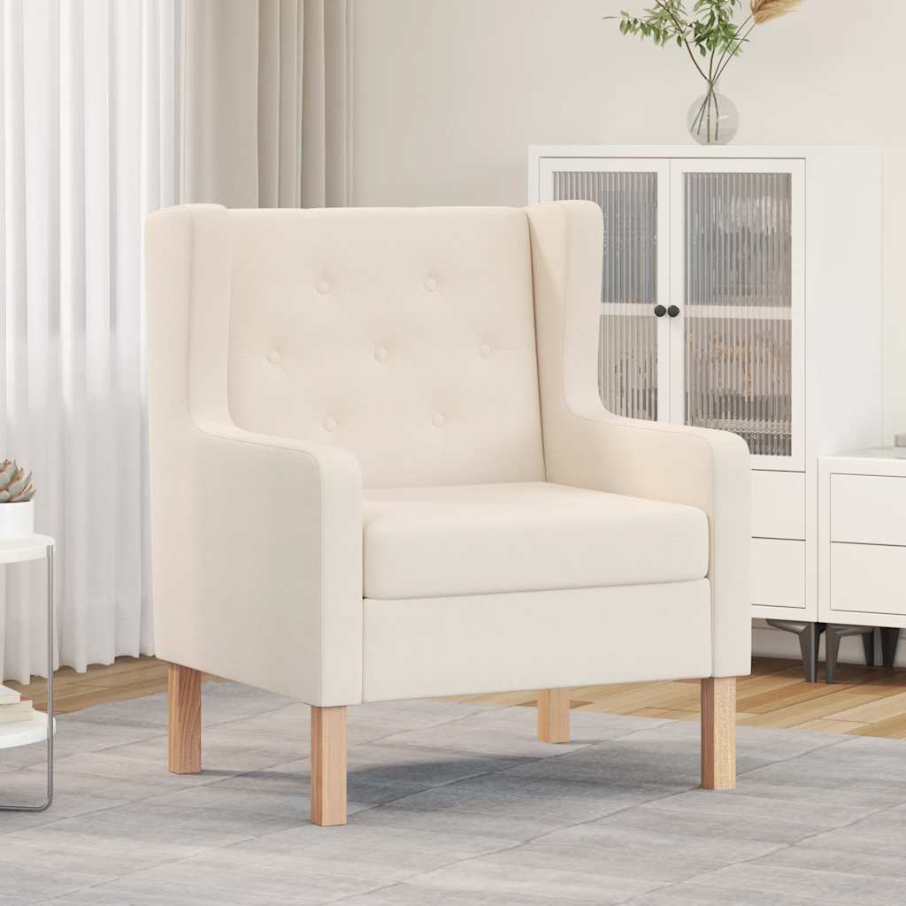 vidaXL Sillón de tela color blanco crema