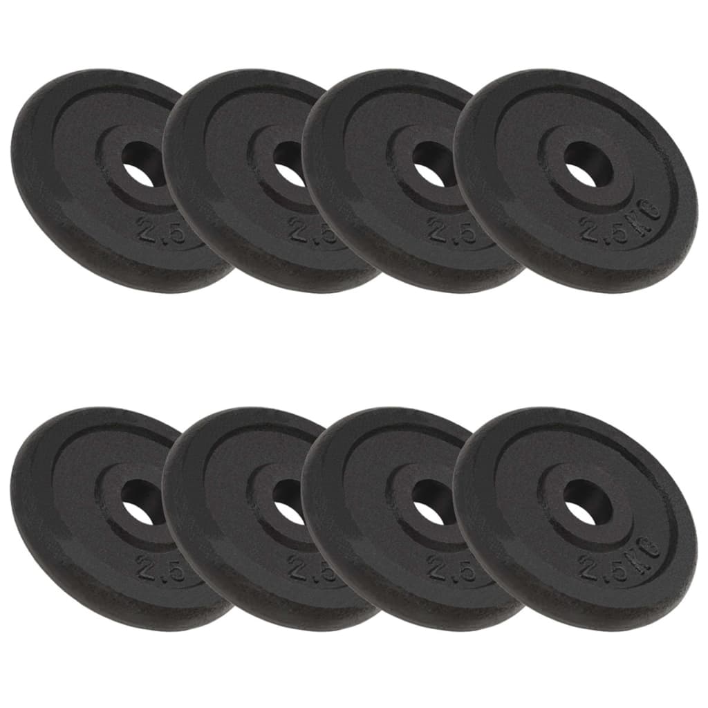 vidaXL Discos de pesas de hierro fundido 8 piezas 2,5 kg