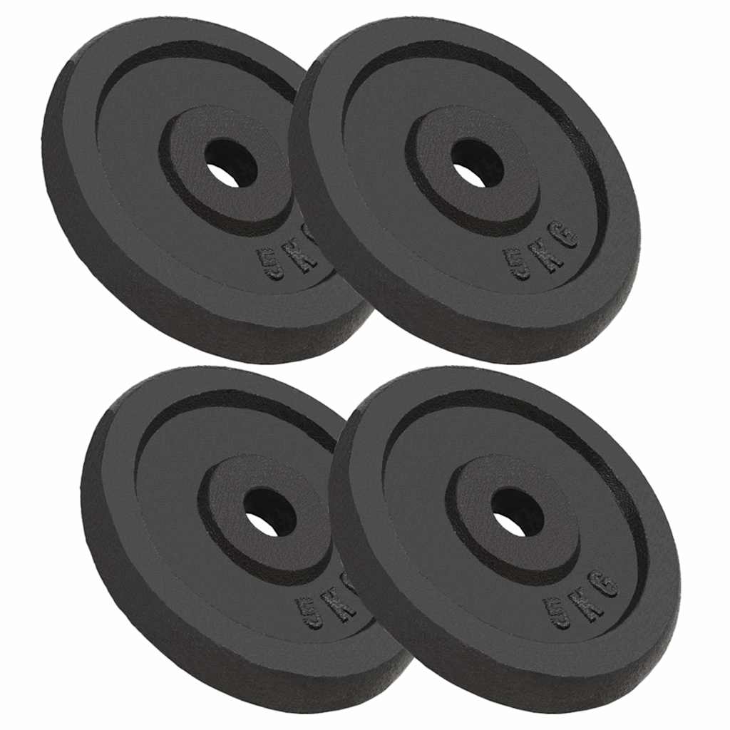 vidaXL Discos de pesas de hierro fundido 4 uds 4x5 kg