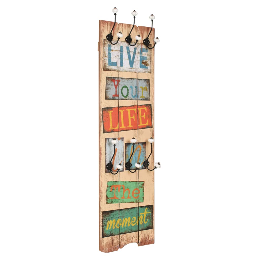 vidaXL Perchero de pared LIVE LIFE con 6 ganchos 120x40 cm