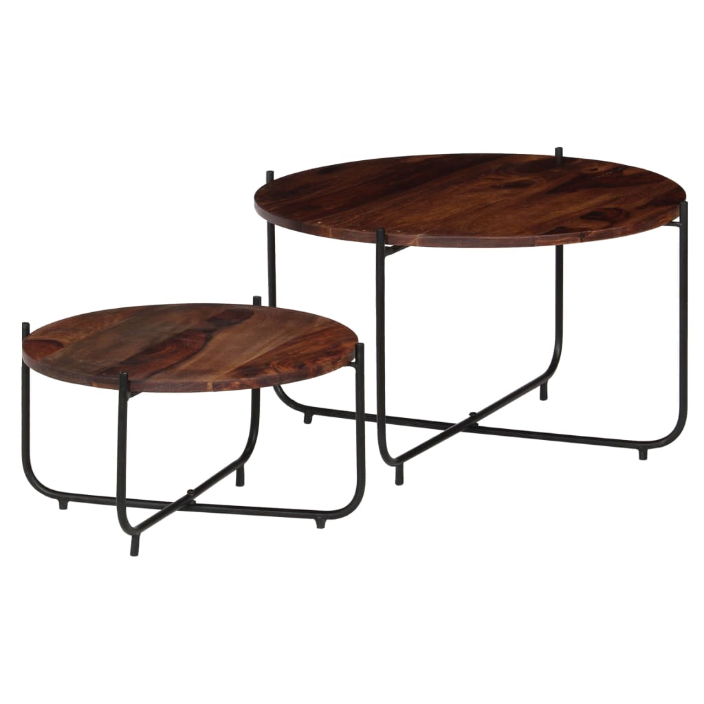 vidaXL Set de mesas de centro 2 uds madera maciza de acacia 60x35 cm