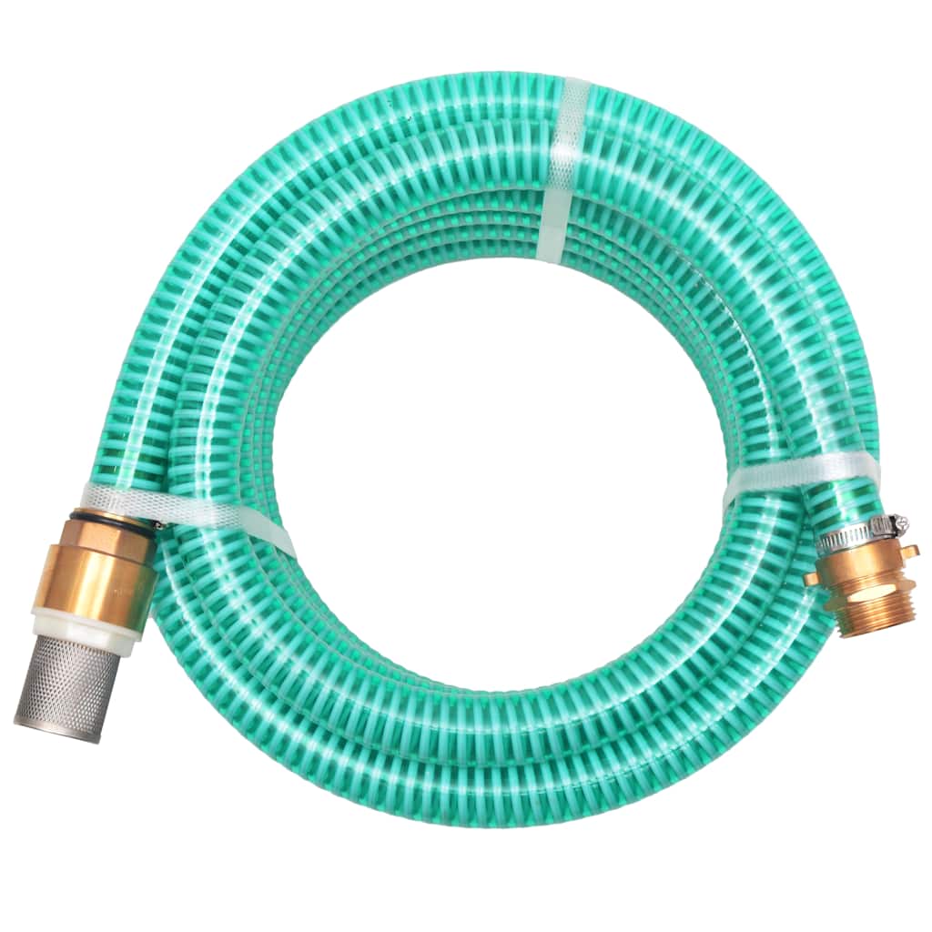 vidaXL Manguera de succión con conectores de latón 15 m 25 mm verde