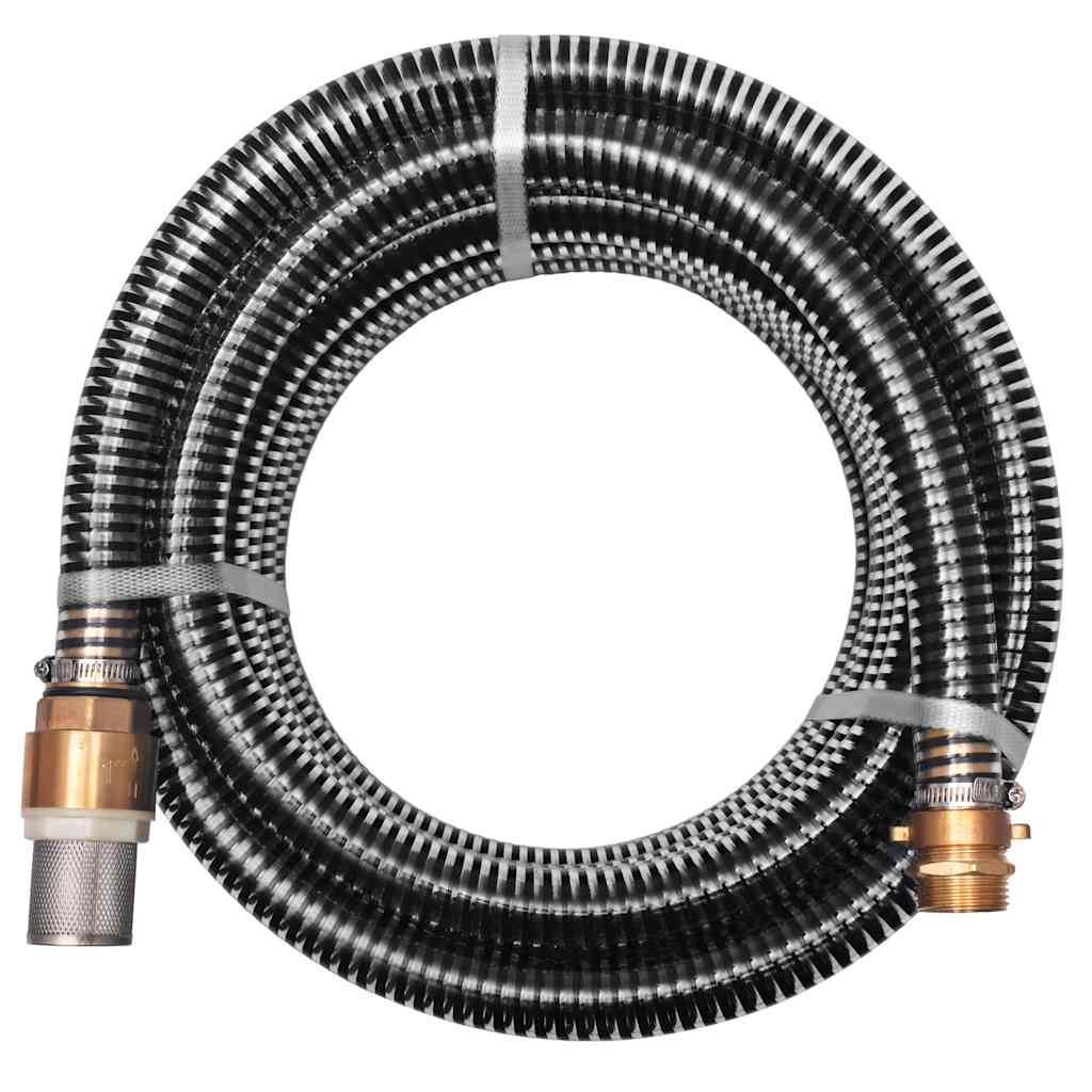 vidaXL Manguera de succión con conectores de latón 10 m 25 mm negra
