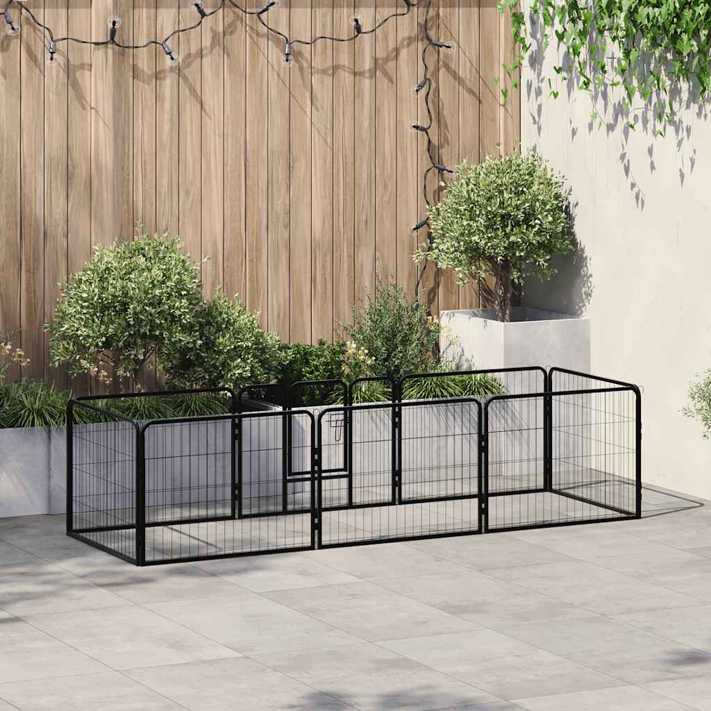 vidaXL Corral para perros 8 paneles de acero 60x80 cm negro