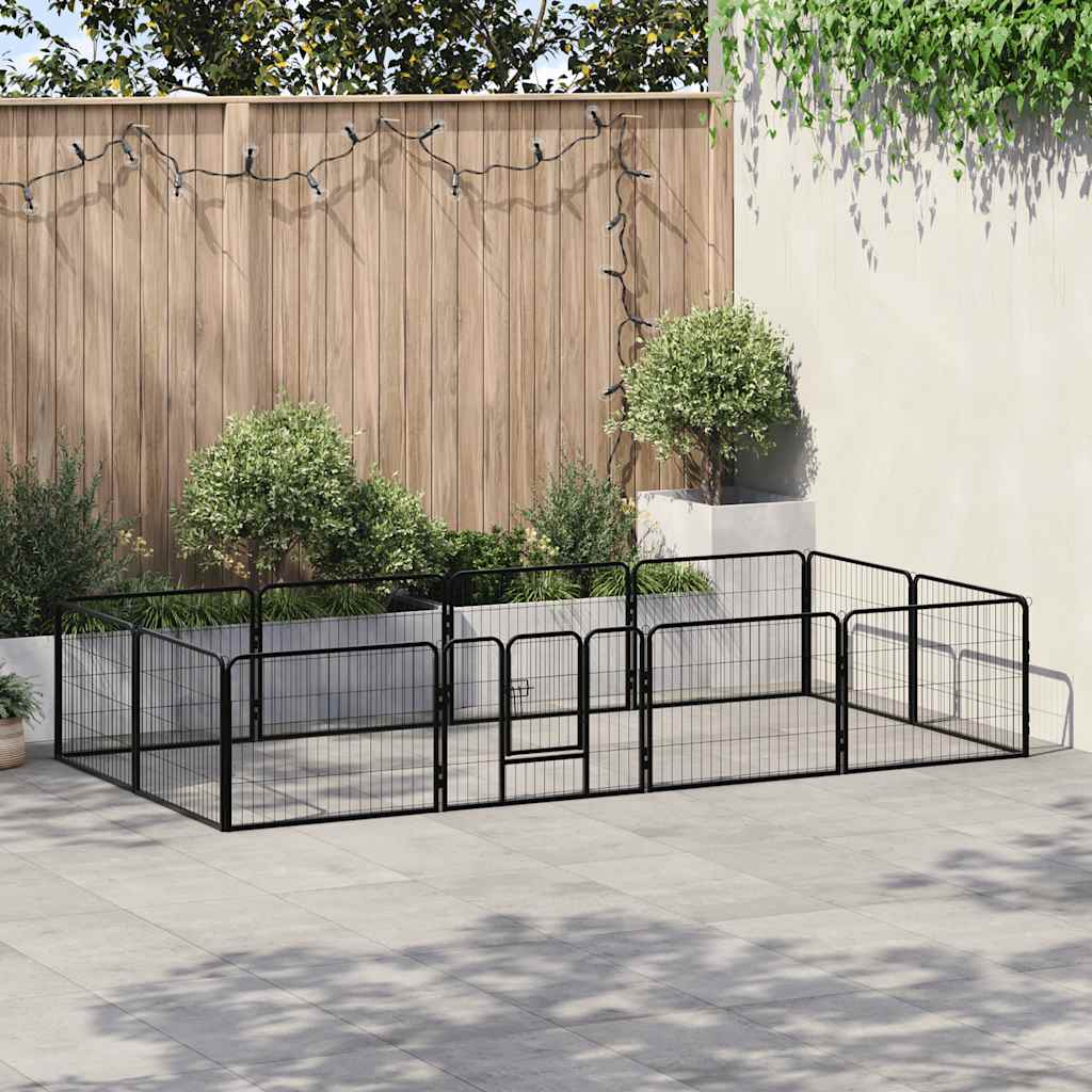 vidaXL Corral para perros 12 paneles de acero 80x60 cm negro
