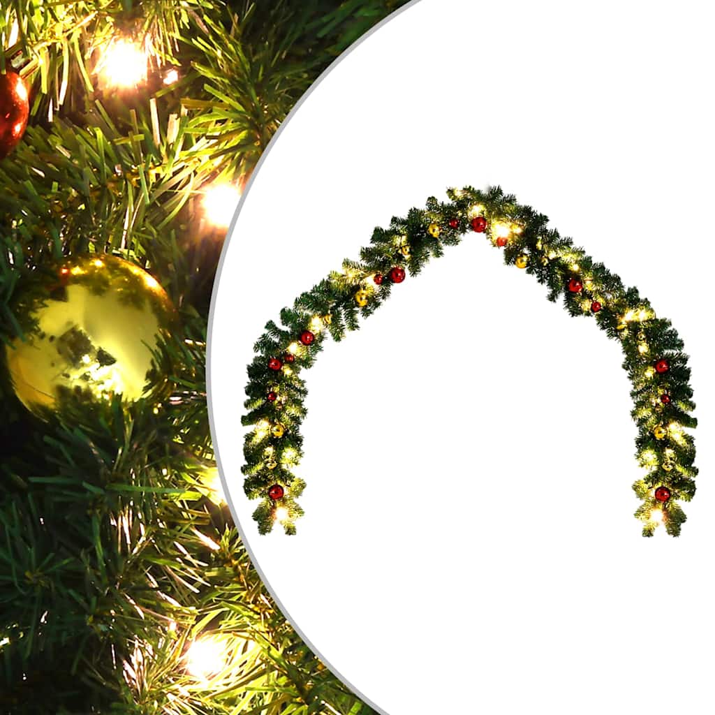 vidaXL Guirnalda de Navidad decorada con bolas y luces LED 20 m