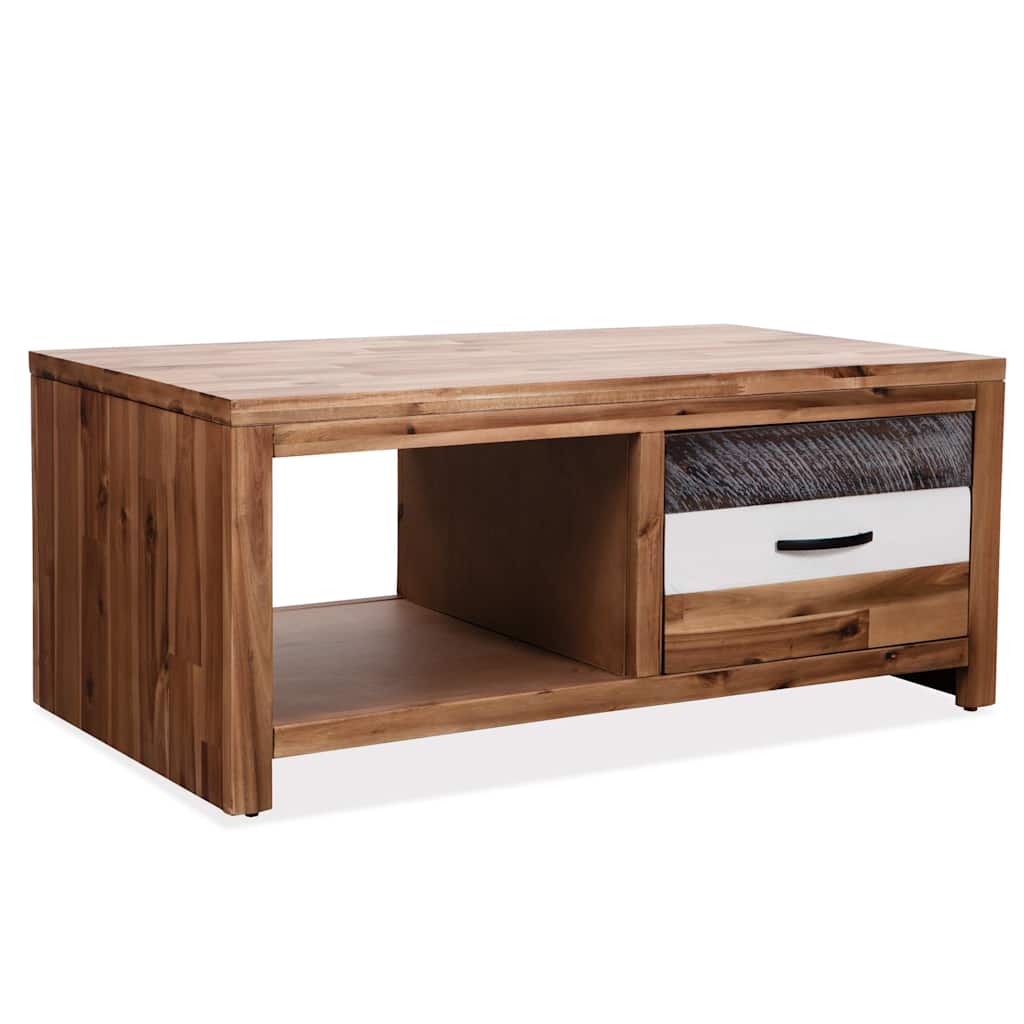 vidaXL Mesa de centro de madera maciza de acacia 90x50x37,5 cm