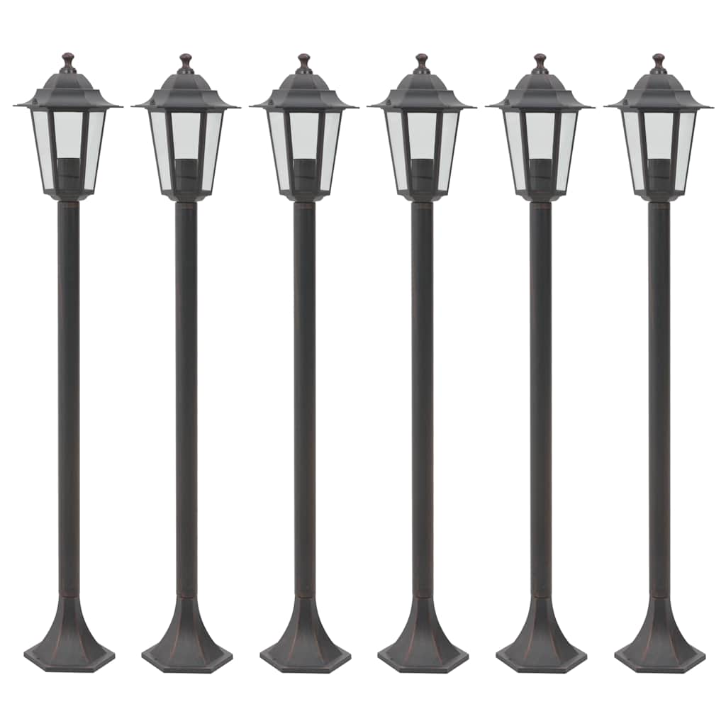 vidaXL Farolas de jardín aluminio bronce E27 110 cm 6 unidades