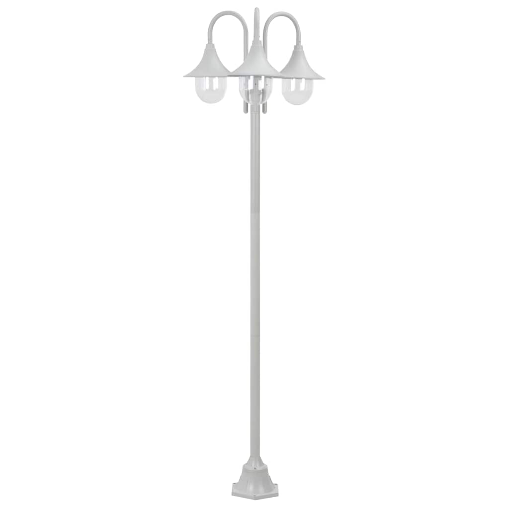 vidaXL Farolas de jardín con 3 luces aluminio blanca E27 220 cm