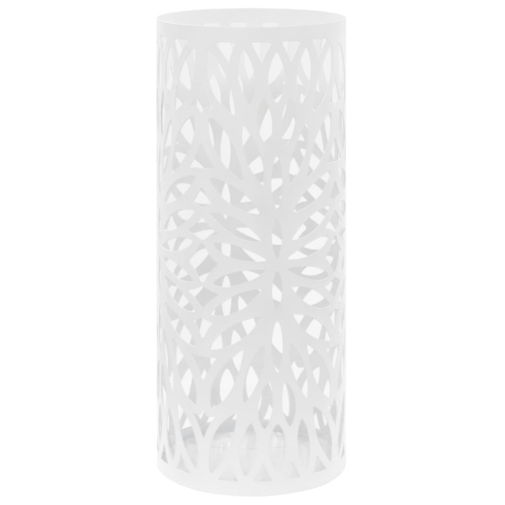 vidaXL Paragüero diseño de hojas acero blanco