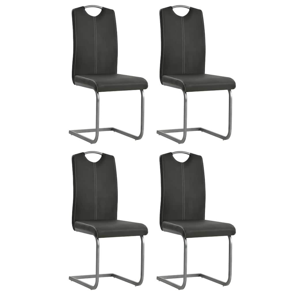 vidaXL Sillas de comedor voladizas 4 unidades cuero sintético gris