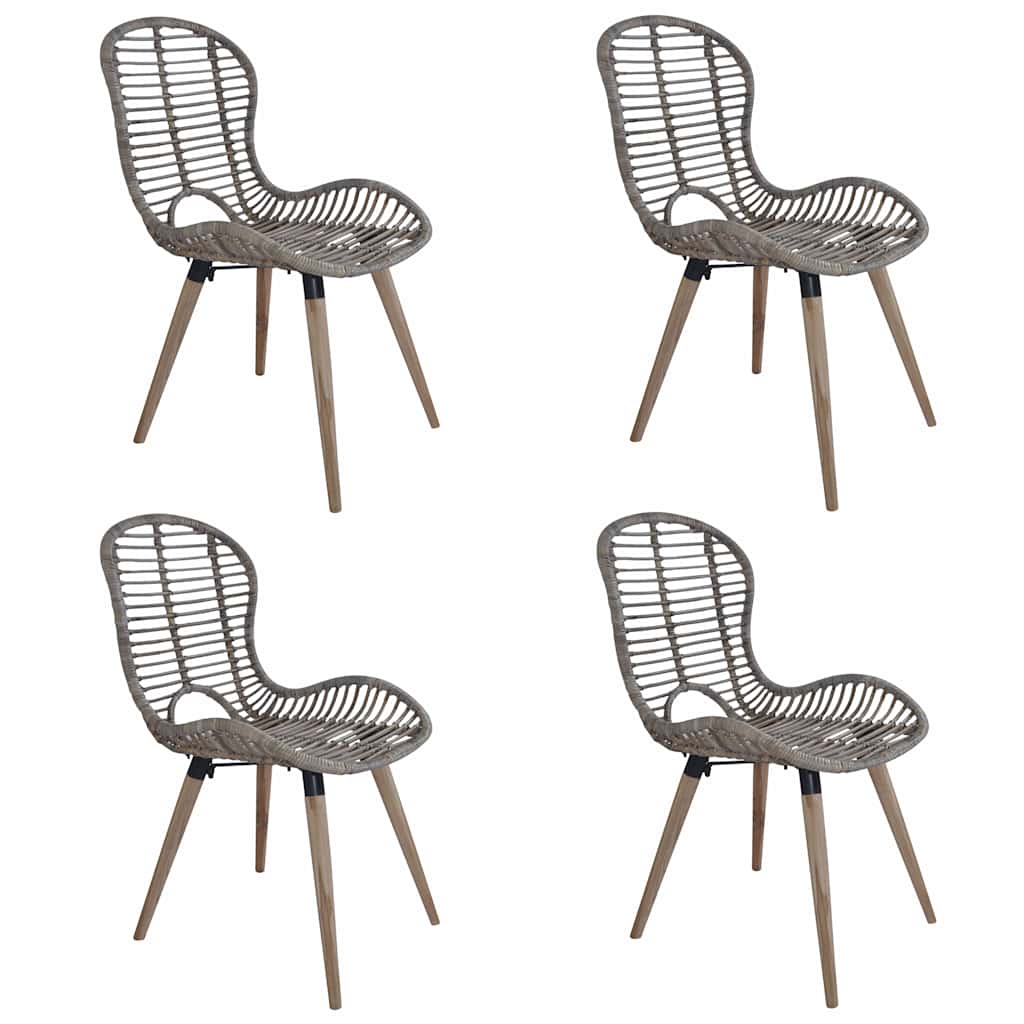vidaXL Sillas de comedor 4 unidades ratán marrón natural