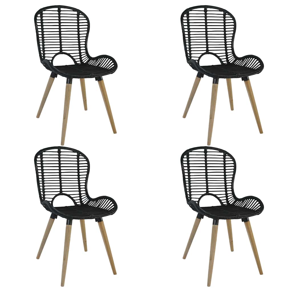 vidaXL Sillas de comedor 4 unidades de ratán natural negro