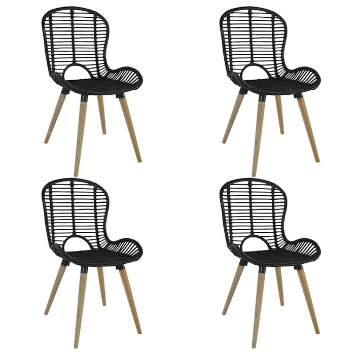 vidaXL Sillas de comedor 4 unidades de ratán natural negro