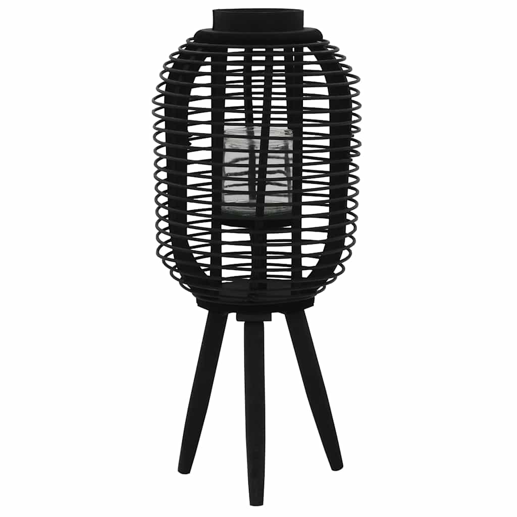 vidaXL Portavelas de pie bambú negro
