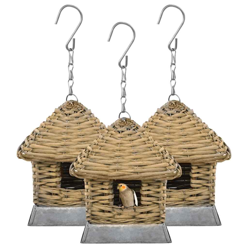 vidaXL Casas para pájaros 3 unidades mimbre
