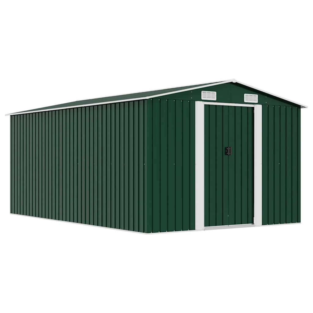 vidaXL Caseta de jardín metal verde 257x392x181 cm