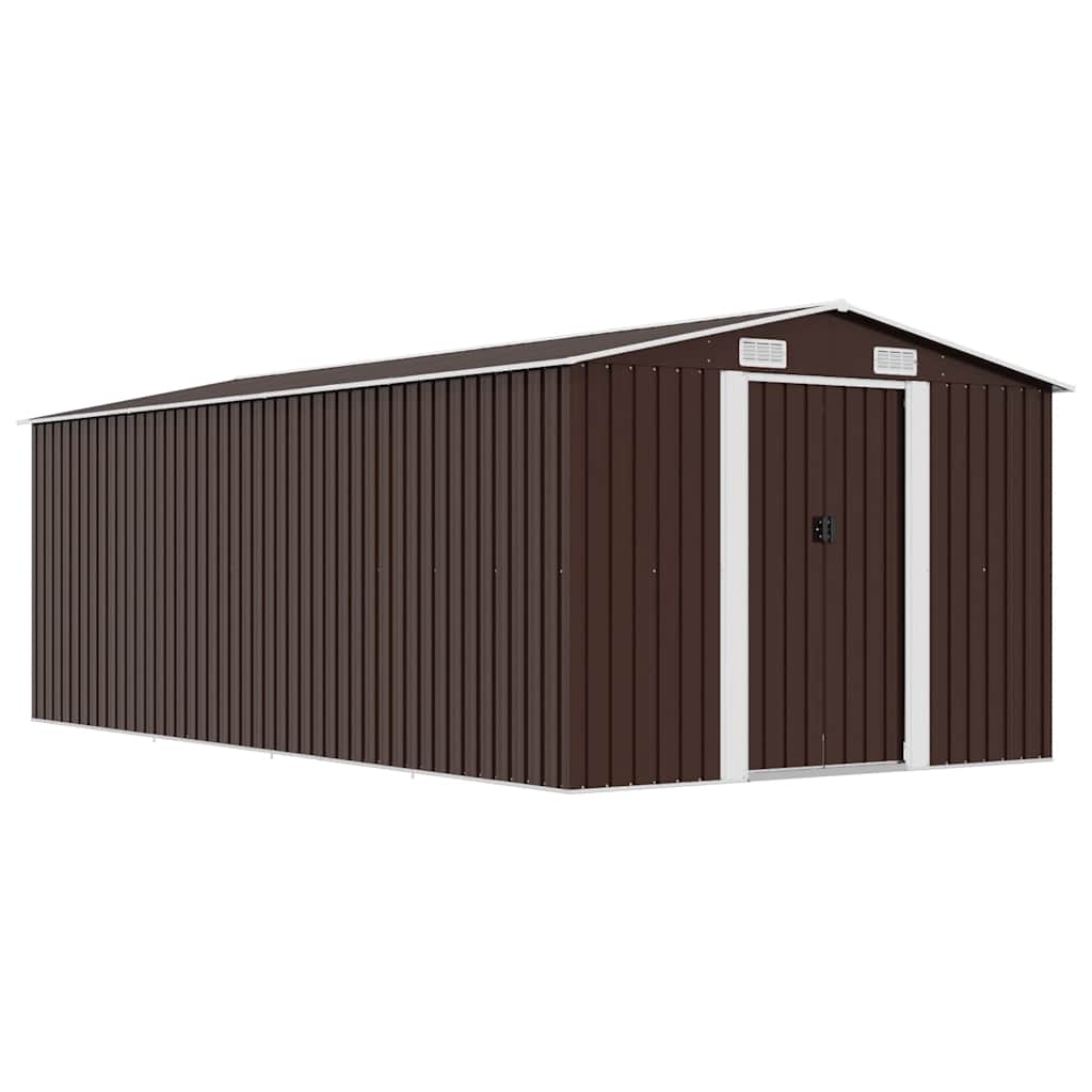 vidaXL Caseta de jardín metal marrón 257x489x181 cm