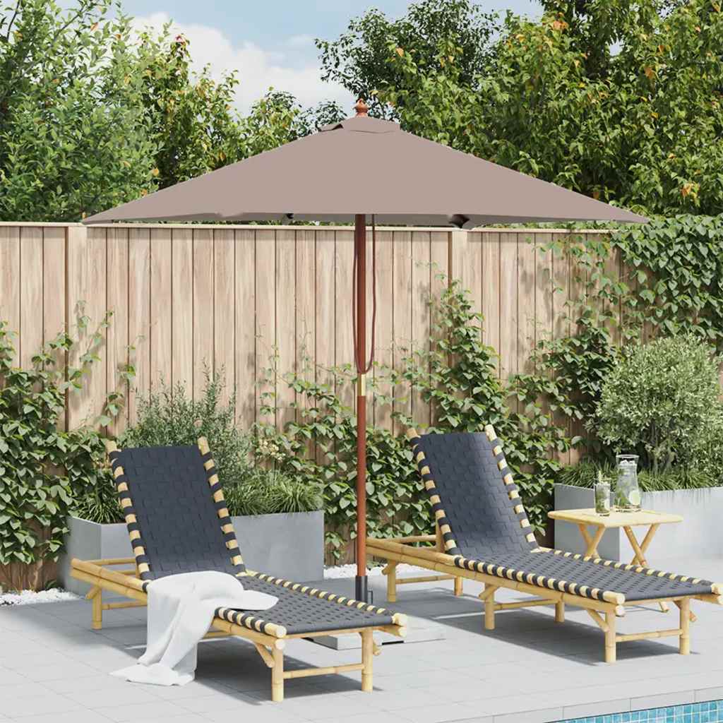 vidaXL Sombrilla de jardín con palo de madera taupe 150x200 cm