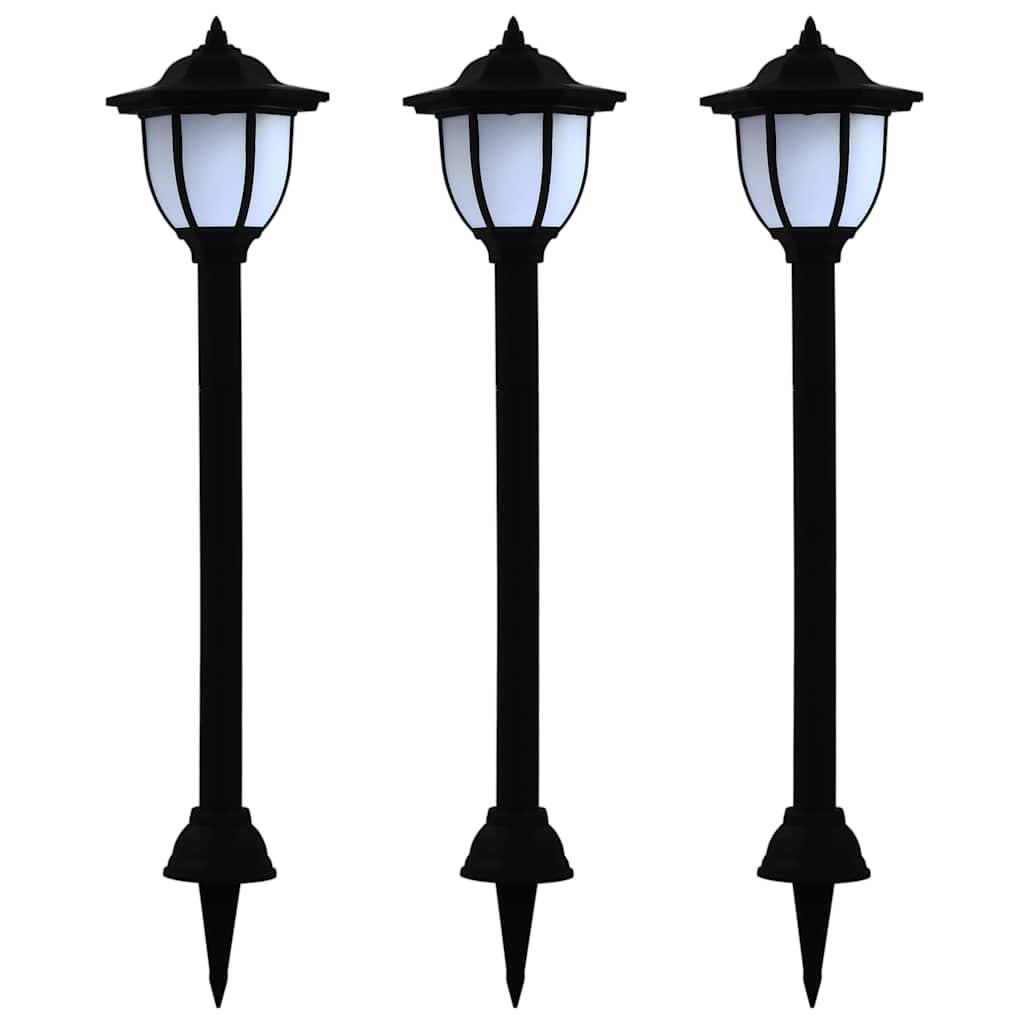 vidaXL Lámparas solares LED exterior 3 uds negro