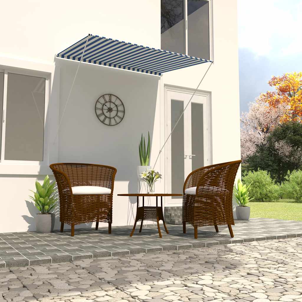 vidaXL Toldo retráctil 150x150 cm azul y blanco