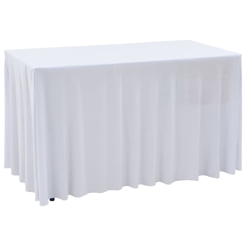 vidaXL Fundas elásticas para mesa 2 uds con falda 243x76x74 cm blanco