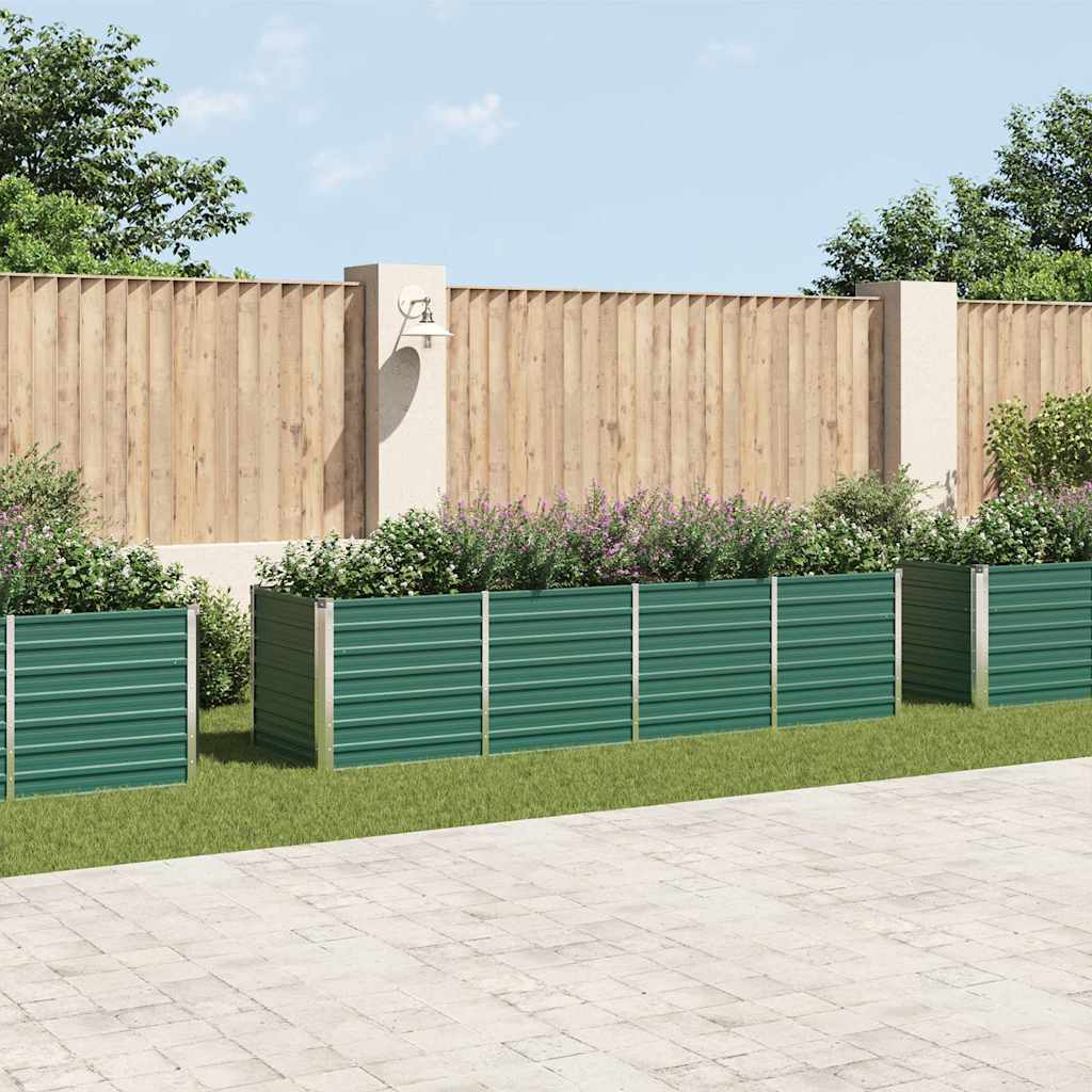 vidaXL Arriate de jardín de acero galvanizado verde 320x80x77 cm
