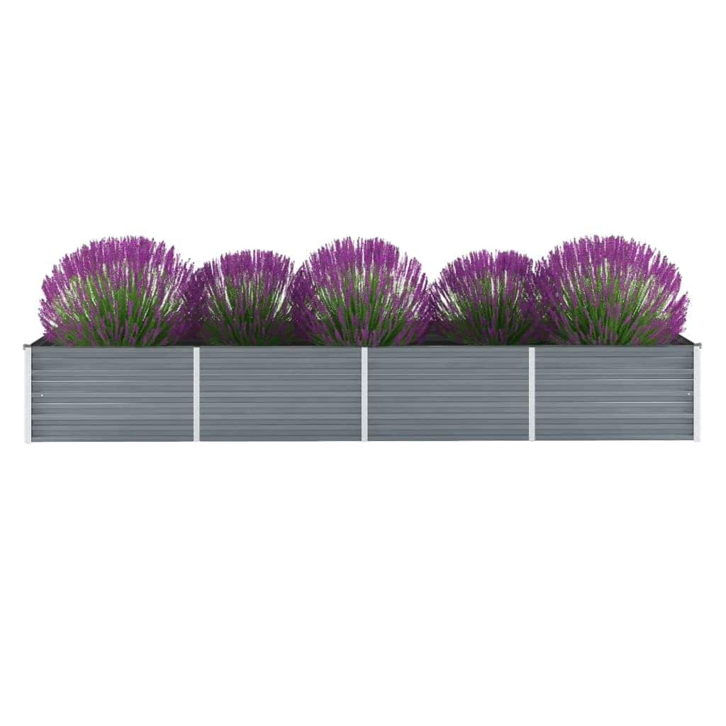 vidaXL Arriate de jardín de acero galvanizado gris 320x80x45 cm