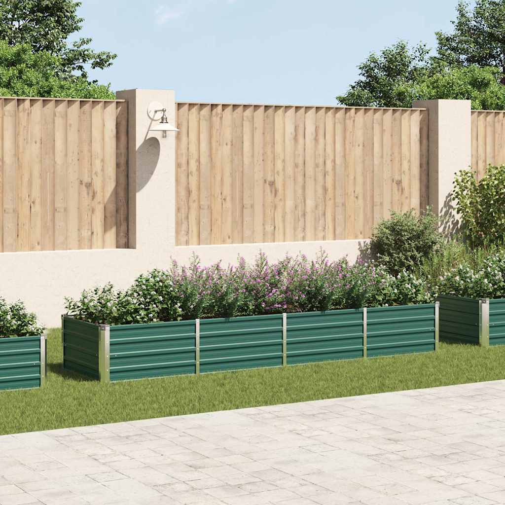 vidaXL Arriate de jardín de acero galvanizado verde 320x80x45 cm